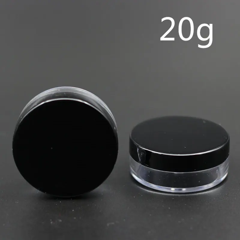 50pcs/Lot 20g High Quanlity Round Clear Cream Jar With Black Lid 20cc PS Jar Plastic Cream Bottle With Black Lids Previous Jar