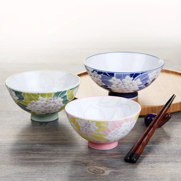 Made In Japan handpaint cameo flower cermaic bowls porcelain tableware cute dessert bowl rice bowl soup salad fruit bowl sizes