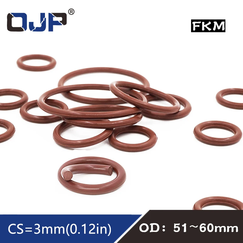 2PCS/lot Fluorine rubber Ring Brown FKM O ring Seal OD51/52/53/54/55/56/57/58/60*3mm Rubber Seal Oil resistance Ring Gaskets