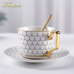 Nordic Bone China Coffee Cup Saucer Spoon Set 200ml British Cafe Porcelain Tea Cup Advanced Ceramic Teacup Drop Shipping