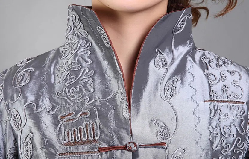 Fashion Purple Spring Chinese Women\'s Silk Satin Embroidery Jacket Coat Flowers Mujeres Chaqueta Size S M L XL XXL XXXL Mny20-C