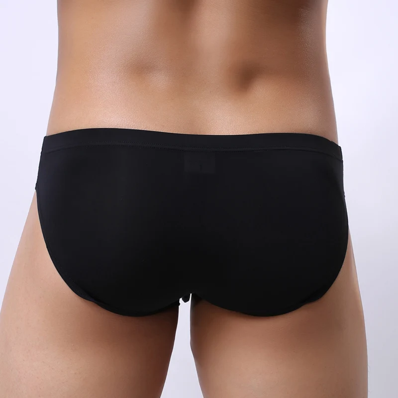 Ropa interior suave sexy para hombre, bikini de cintura baja, bragas de seda de hielo, fina, sin costuras, de moda, nueva