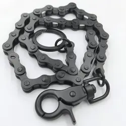 SONGLONG 57cm Long keychain ring trousers Black Zinc Plated Pants chainJean Keychain Clip Men's pants chain metal HipHop Jewelry