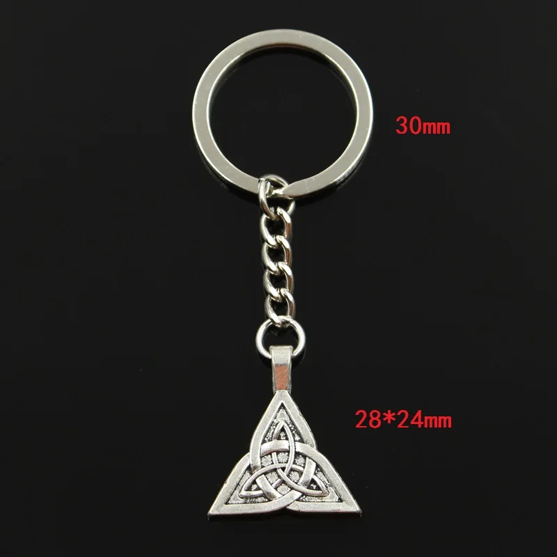 Fashion 30mm Key Ring Metal Key Chain Keychain Jewelry Antique Bronze Silver Color Plated Amulet Celtic Knot 28x24mm Pendant