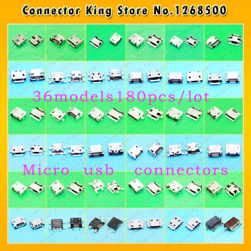 ChengHaoRan 36models micro usb connector Very common used charging port for ZTE Lenovo Huawei and other brand mobile,tablet GPS