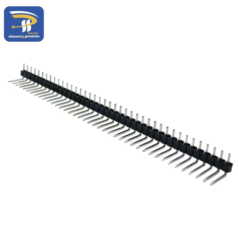 10 sztuk/partia 2.54mm 1*40p 90 stopni kątowy jednorzędowy męski R/A 40-pinowy nagłówek dodatni złącze płytki PCB Pinheader