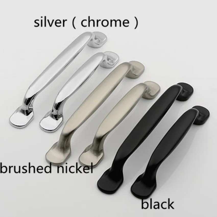 96mm 128mm moden simple silver chrome black kitchen cabinet cupboard door handles brushed nickel drawer dresser pulls knobs 5