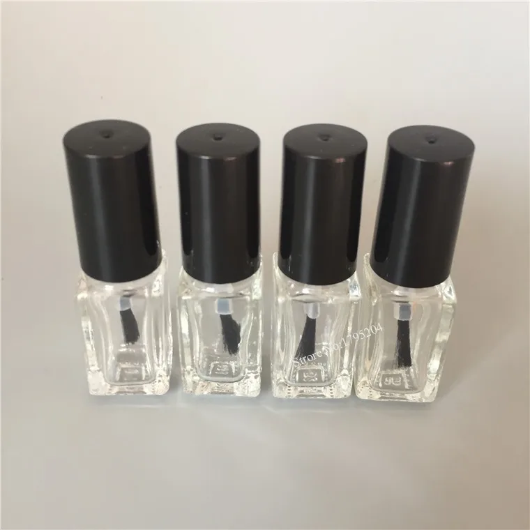 Botellas cuadradas vacías para esmalte de uñas, contenedor de vidrio transparente, contenedor de aceite para uñas, cepillo pequeño, 5ml, 30 unidades por lote