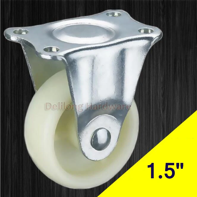 

1.5" nylon white PP flat fixed casters kitchen appliances casters