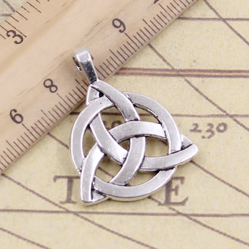 10pcs Charms Celtic Knot Amulet 35x27mm Tibetan Bronze Silver Color Pendants Antique Jewelry Making DIY Handmade Craft