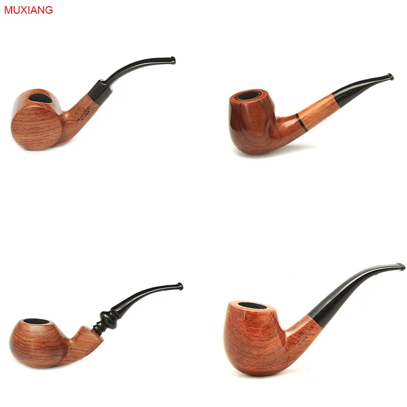 MUXIANG 16 Types Free 10 Smoking Pipe Tools Bent kevazingo wood Tobacco Pipe Handmade Smoking Pipe with Filters ad0003-ad0020