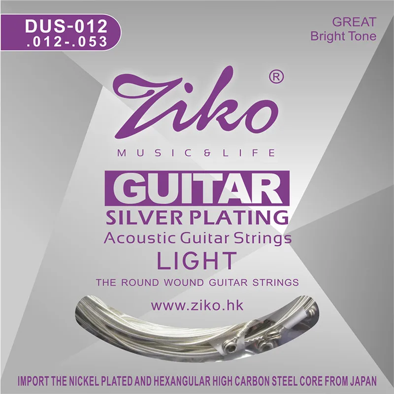 ZIKO DUS 010 011 012 Akustische Gitarre Saiten Hexagon Carbon Stahl Core Silber Überzug Musical Instruments Zubehör Teile – Detail 2