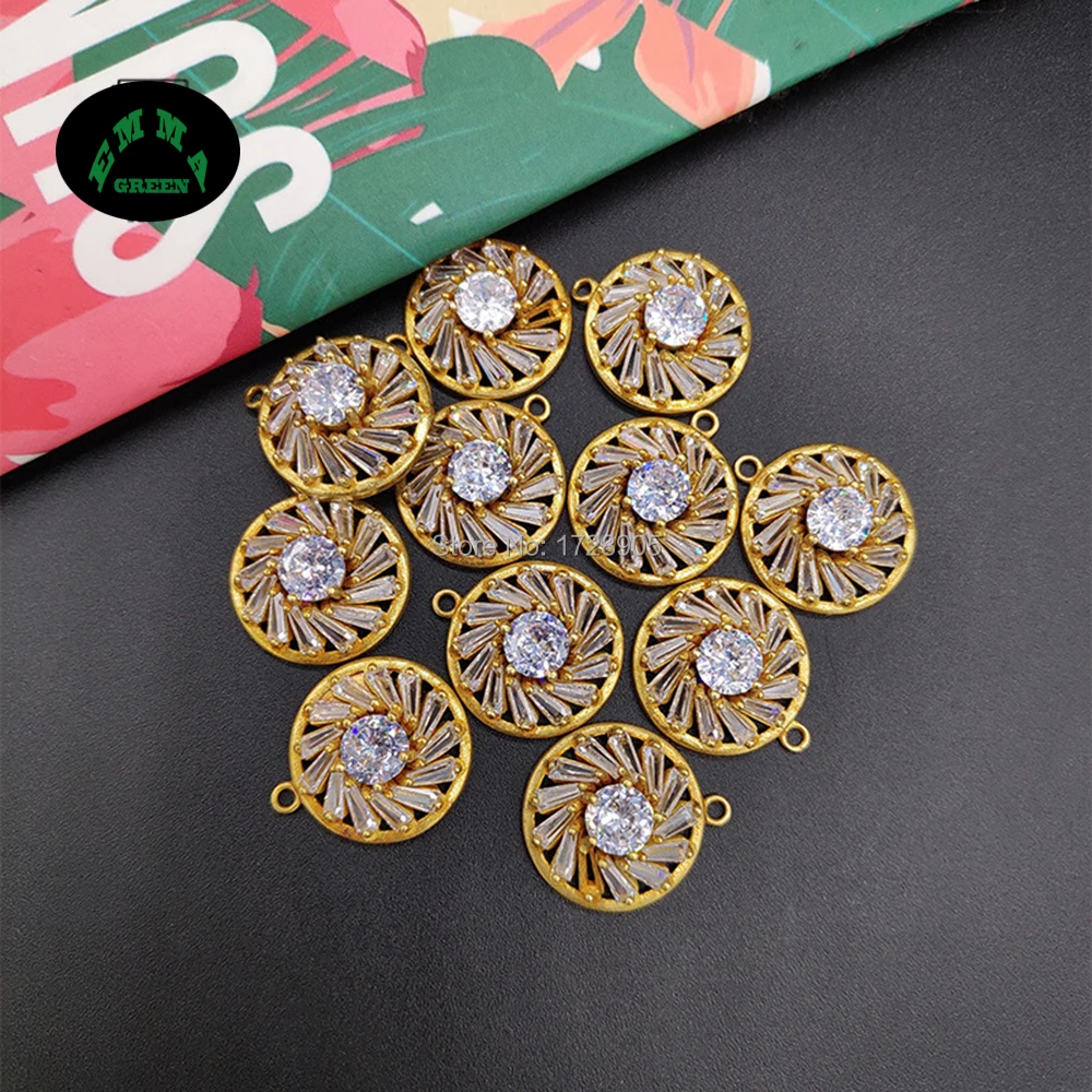 Zircon Charms Pendant for Earrings making Round Coin Zircon Accessories 100pcs Crystal Zircon Embellishments for DIY Jewelry