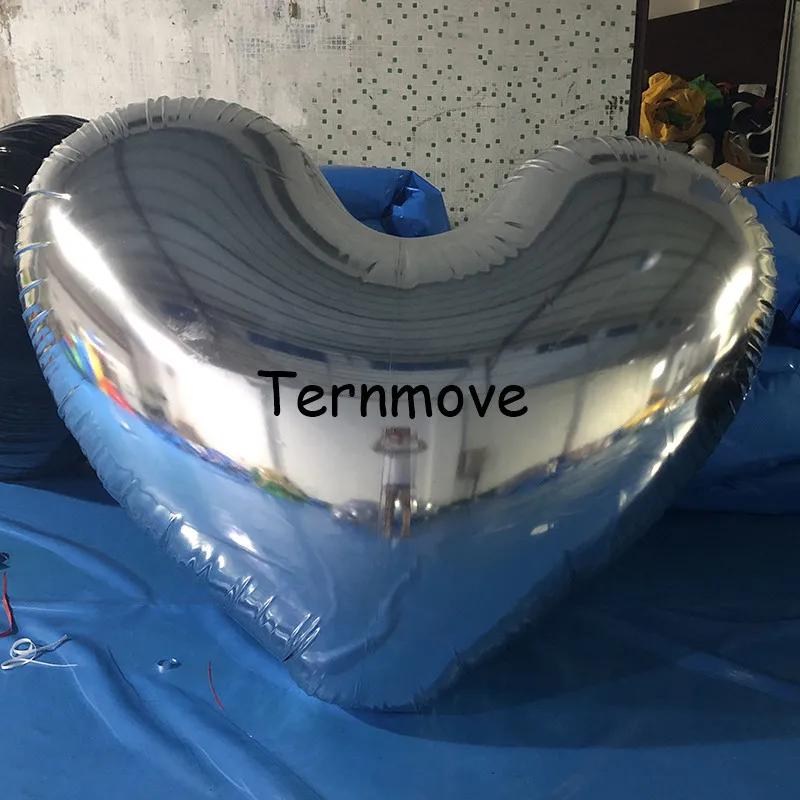 big heart balloon model inflatable heart shape replica hanging air tight mirror ball for party and club/event decoration