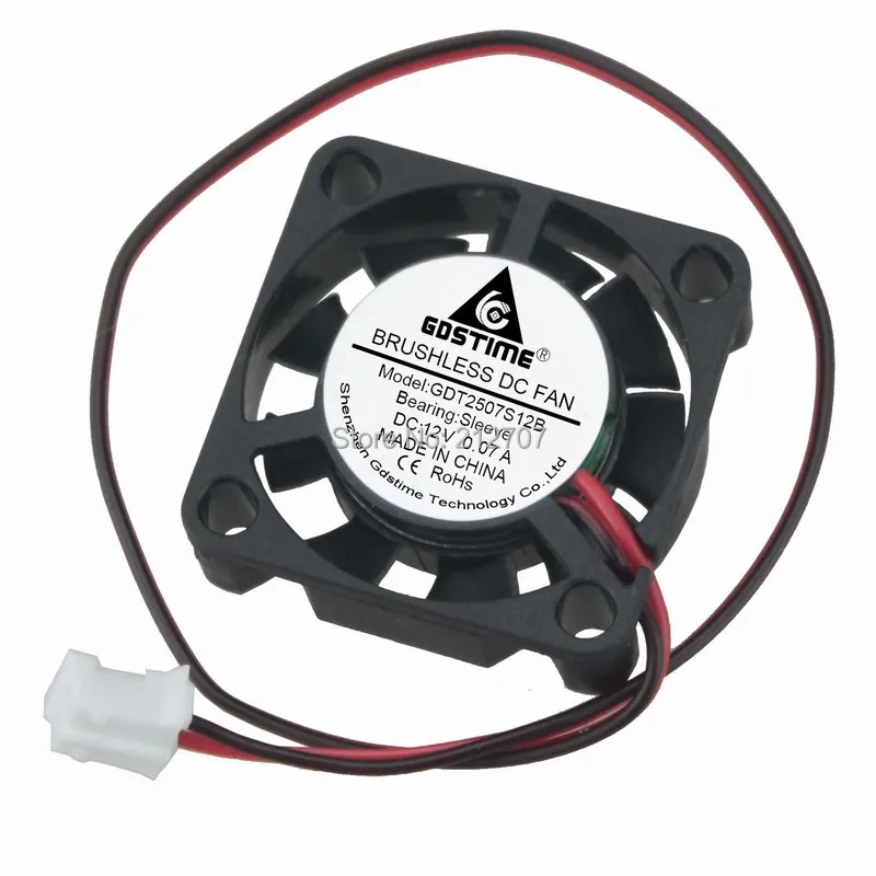 20PCS Gdstime 9 Blades 2Pin 2507 2.5cm 25x25x7mm 25mm 12 volt Micro Cooling Fans