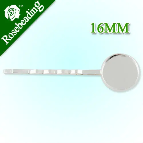 50pcs 55*16MM Silver Plated Brass Bobby Pin With Bezel,Hair Clip Cabochon Base For Cameo DIY Hairpins Barrettes Making