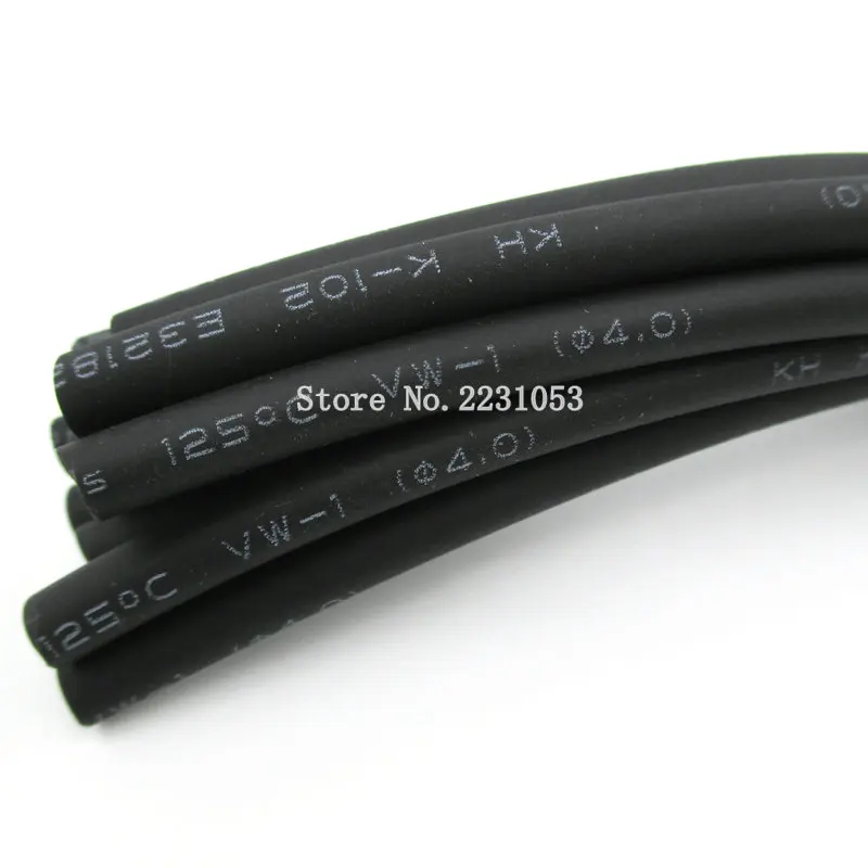 5 Meters/LOT 4mm Heat Shrink Heatshrink Heat Shrinkable Tubing Tube Sleeving Wrap Wire Black Color