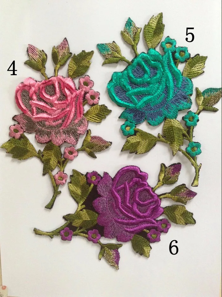 10.5*15.5cm top quality luxurious dyed yarn embroidery flower patches,colorful embroidery applique, XERY140424A