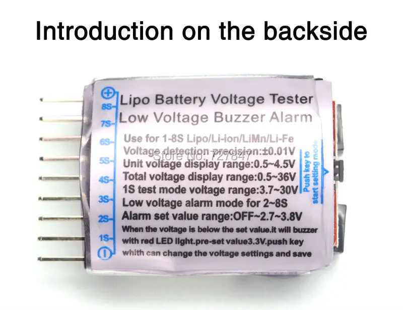 3.7-30V 1-8S Lipo/Li-ion/Fe Battery Voltage 2IN1 Tester Low Voltage Buzzer Alarm