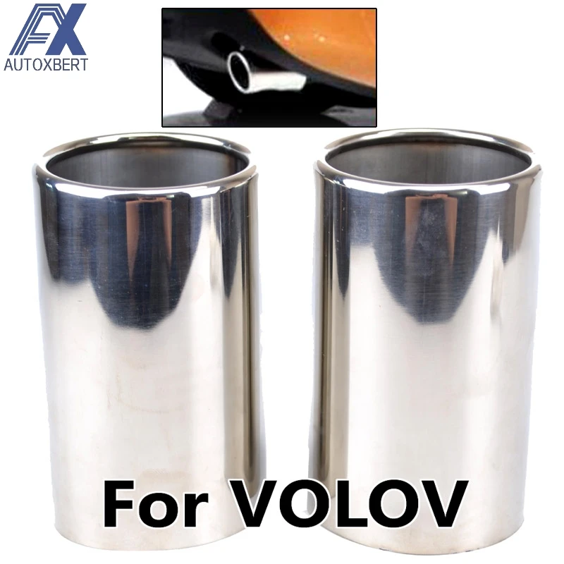 2Pcs Stainless Steel Exhaust Muffler Tip For VOLVO XC60 2009-2013 2.0T Tail Pipe Tailpipe Finisher End Trim Mufflers Tip Cover