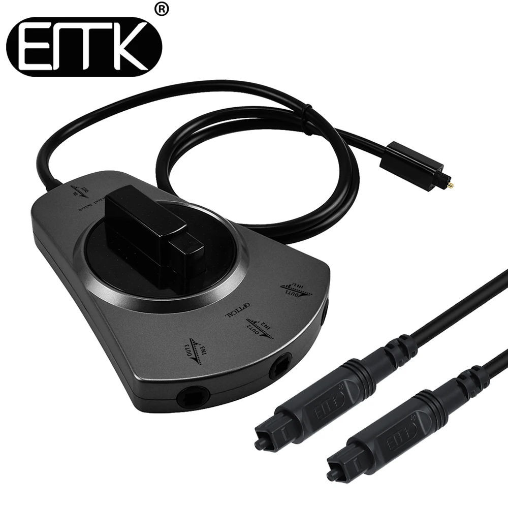 

Цифровой переключатель Toslink EMK, 3-полосный оптический аудиопереключатель SPDIF, переключатель с кабелем Toslink, хаб для DVD, CD-плеера