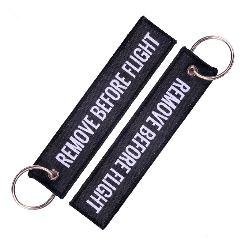 Fashion Key Holder Jewelry Keychain Black with White Letter Remove Before Flight Woven Keychain Aviation Gifts Cool Key Chains