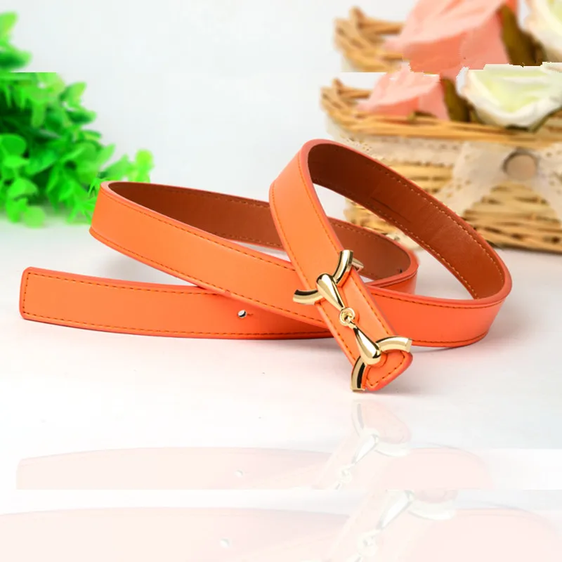 Faux Leather H buckle Women Belt Casual Solid Orange Black Brown White Blue Red Pink Female Small Belts Wholesale Strap