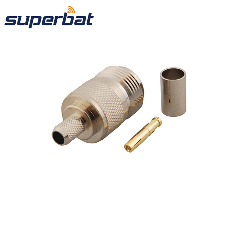 Superbat N – connecteur Coaxial RF femelle à sertir, pour câble RG58 RG142 RG400 LMR195