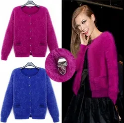 New Womens mink cashmere cardigan sweater new skull button free shipping K1761