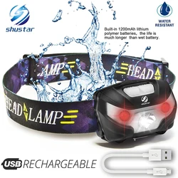 LED Headlamp Rechargeable Running Headlamps USB 5W Headlight Perfect for Fishing Camping Hiking with White and Red Lights