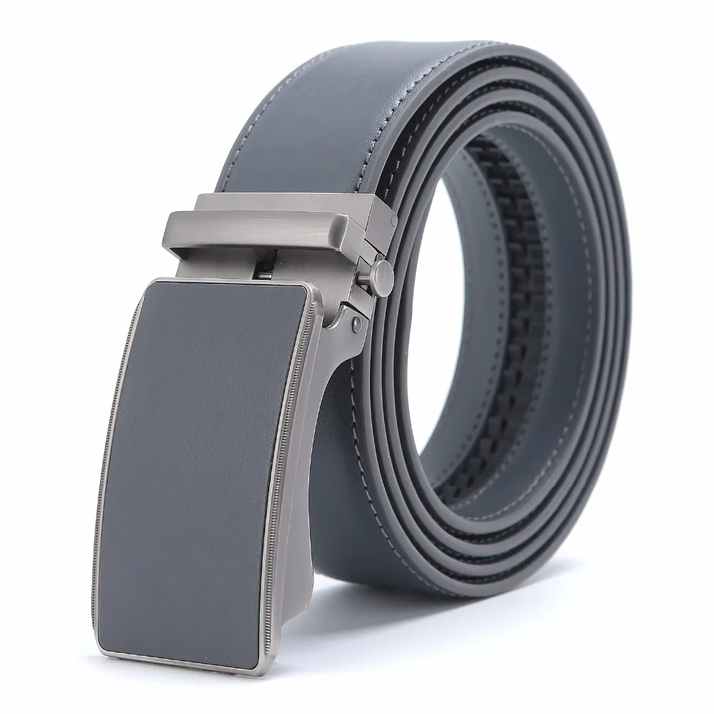 Famous Brand Belt Men Top Quality Genuine Luxury Leather Belts for Men Strap Male Metal Automatic Buckle 3.5cm Gray Belts