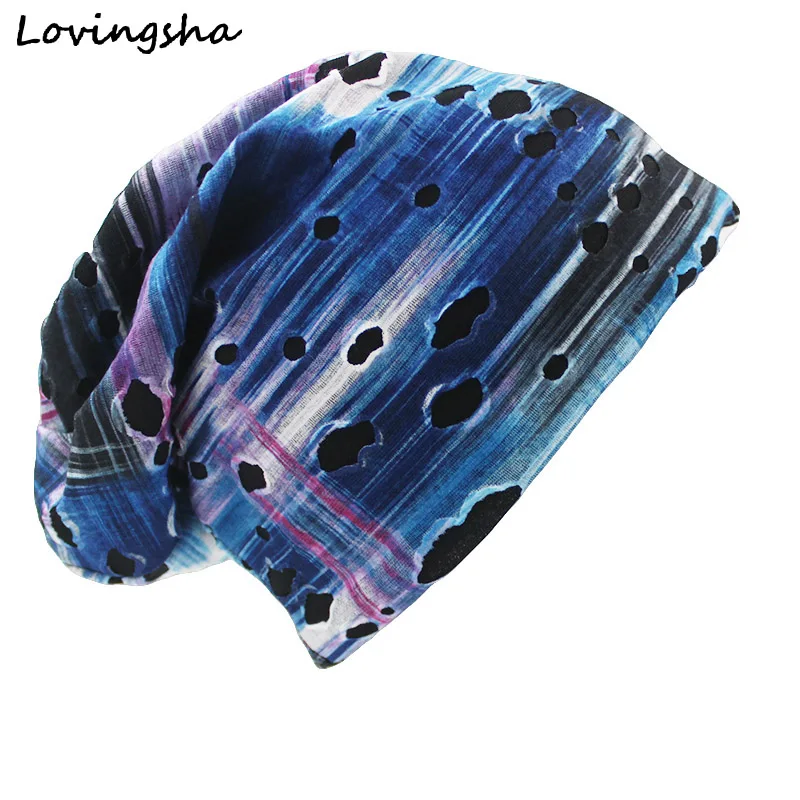 LOVINGSHA Brand Autumn Winter Hats For Women Holes Design Hip-hop Ladies hat Skullies And Beanies Men Hat Unisex HT020