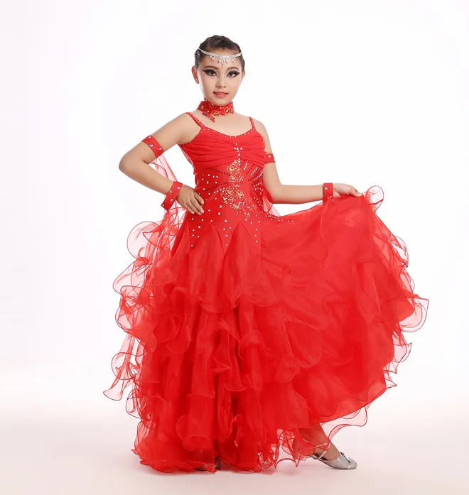 2017 New Girls Ballroom Dance Dress Standard Ballroom Dance Skirts ladin Dresses Vestido De Formatura Waltz Dance Dress