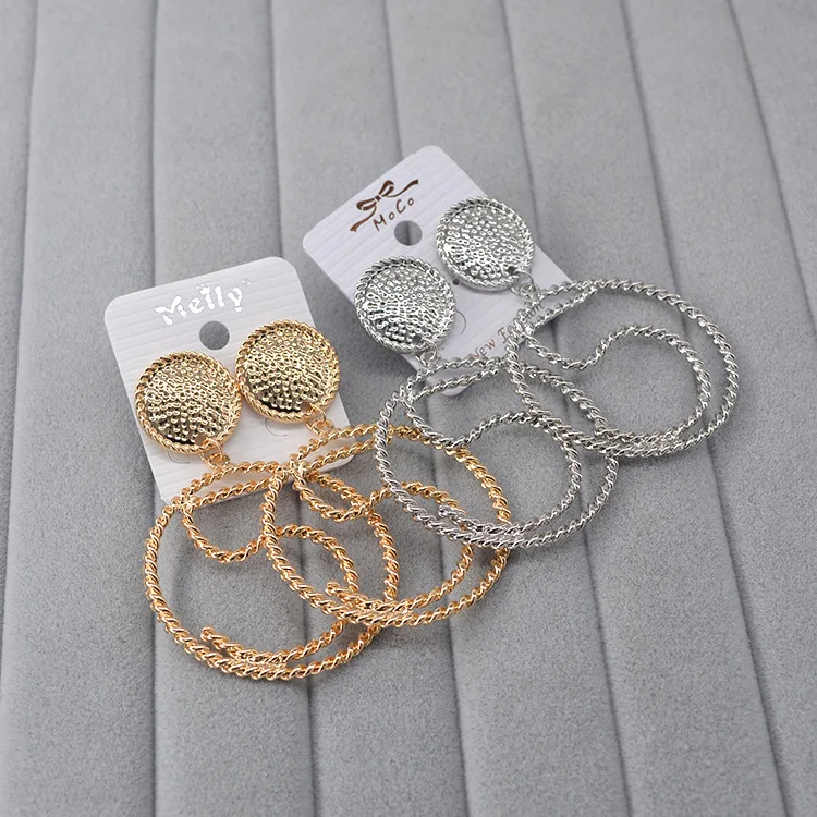 

Fashion jewelry encrusted charms bullhorn earrings for women Pendientes mujer серьги женские boucle d’oreille femmes