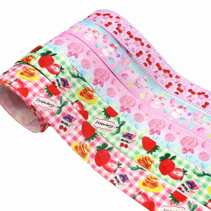 10 Yards Grosgrain-Band mit Lollipop- und Fruchtmotiven, 1" 25MM, für Haarschleifen, DIY-Bastelarbeiten, handgemachte Accessoires M19061002 – Detail 1