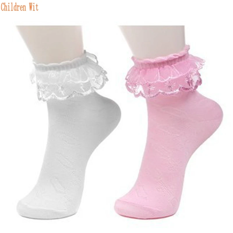 

5 pairs / lot 2016 spring&summer candy color Cotton&Nylon Lace socks for children girls socks kids socks for girls 1-12 year