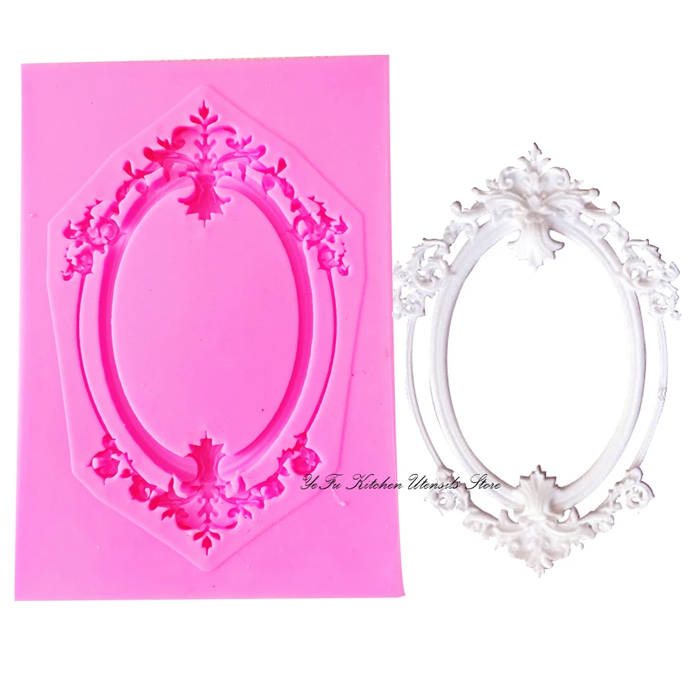 Picture Frame silicone molds fondant lace mold cake decorating tools chocolate stencil gumpaste mould T1020