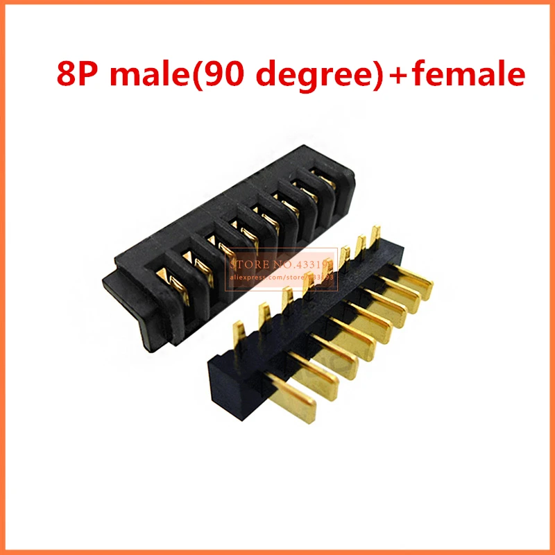 8Pin laptop battery connector female and The male connector 90/180 degree bend foot