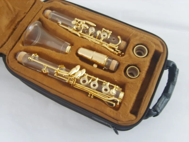 clear Bb KEY clarinet kit real gold plated parts case / grease/ cleaning cloth