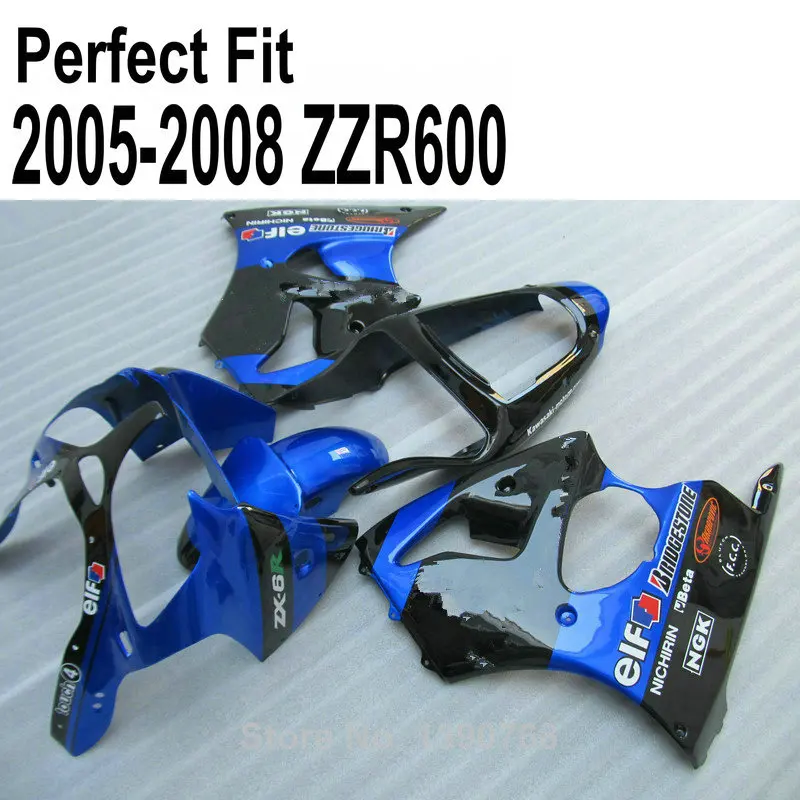 Blue Free custom fairing kit for Kawasaki ZZR600  2005 2006 2007 2008 05 06 07 08 ZZ R600 sticker fairings TP99