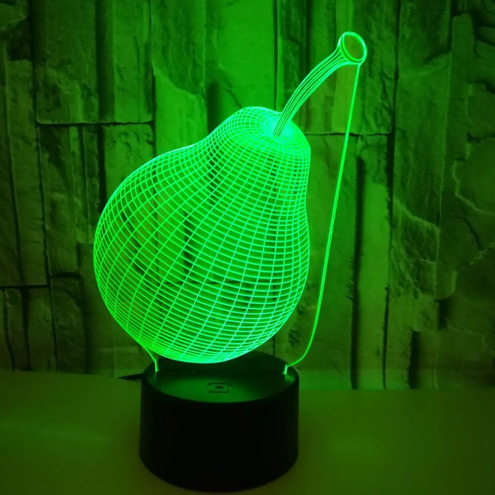 Pear 3d Lamp Colorful Touch Charging Led Visual  Table Lamps For Living Room Gift Decoration 3d Small Table Desk Lamp