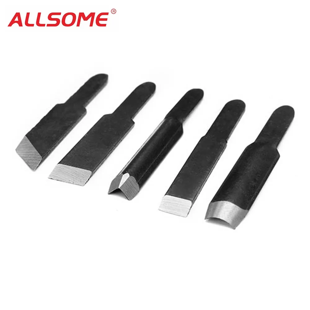 ALLSOME 5pcs Carving Blades For Woodworking Carving Chisel Electric Carving Machine Tool HT2335