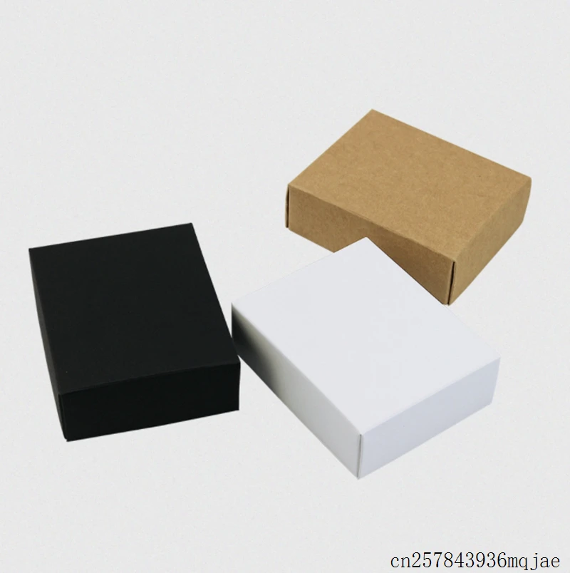 100 Pcs Kraft Paper Carton Gift Packaging Boxes Cardboard Box Gift Paper Boxes with Lids Soap Jewelry Candy Packages 10 Sizes