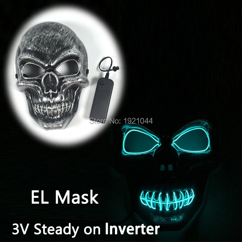 Neon LED Mask with Stitching Lights, EL Wire, 10 Colors, Select Costume, DJ Party, Festival, Halloween, DC-3V Inverter