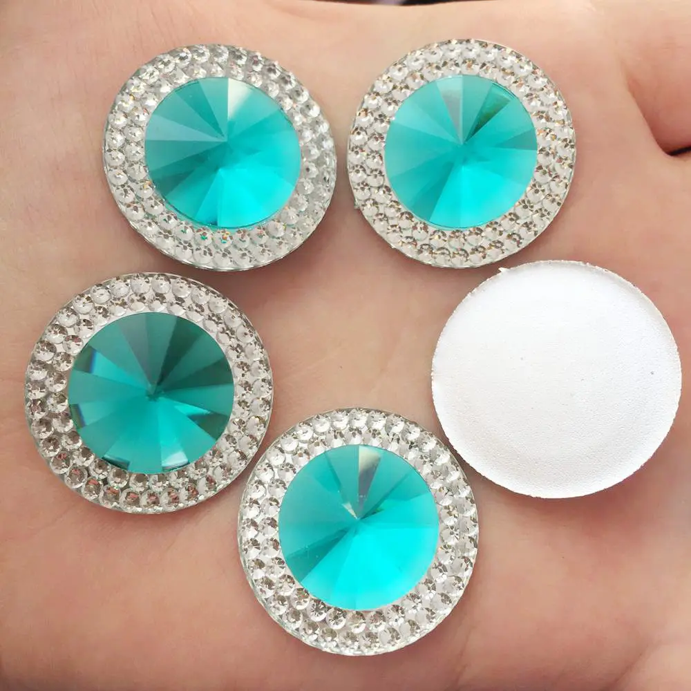 16PCS shiny Resin 25mm Round Flat back rhinestone scrapbook DIY Wedding applique ornament Crafts SW47