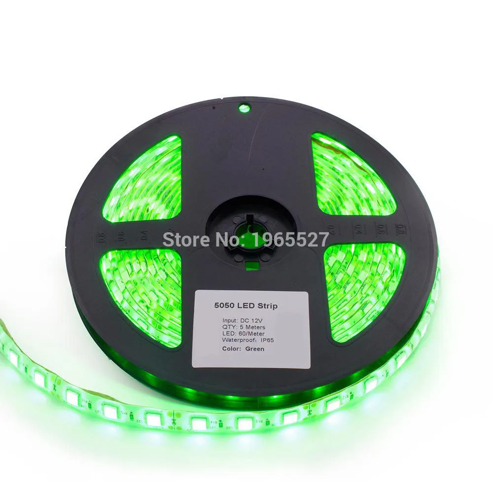 5m 5050 300 SMD IP65 Waterproof LED strip light,12V flexible 60led/m LED tape,Red / Green / Blue / Yellow/White /Warm White/ RGB