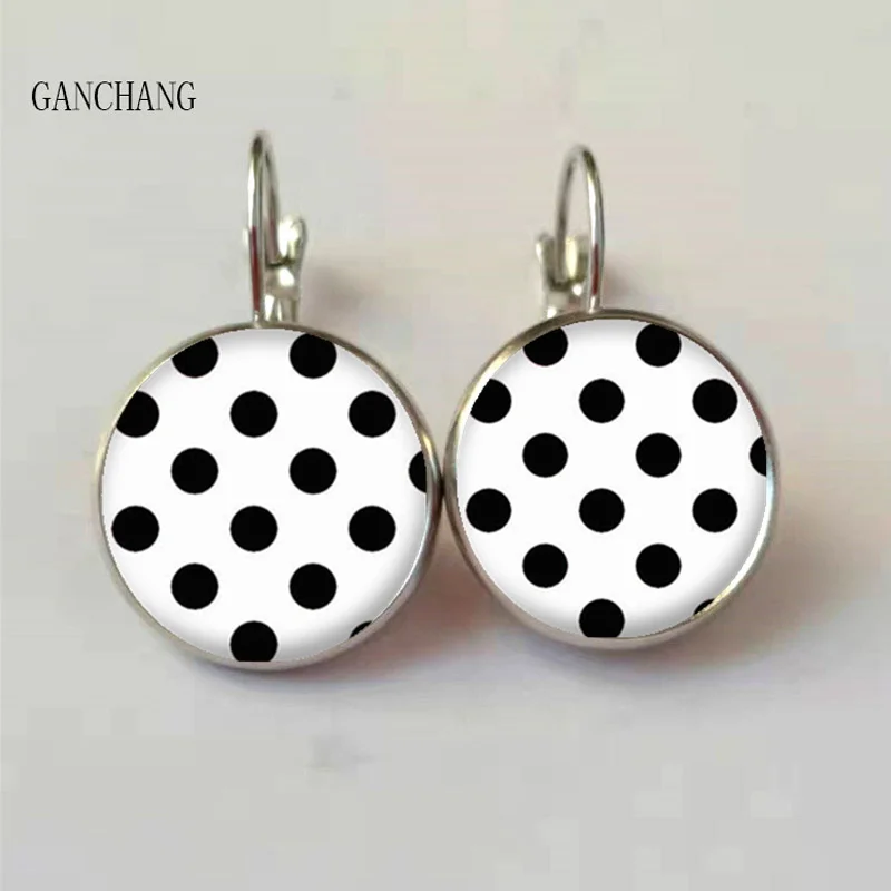 8 color wave point round glass cabochon earrings jewelry fashion earrings women\'s gift