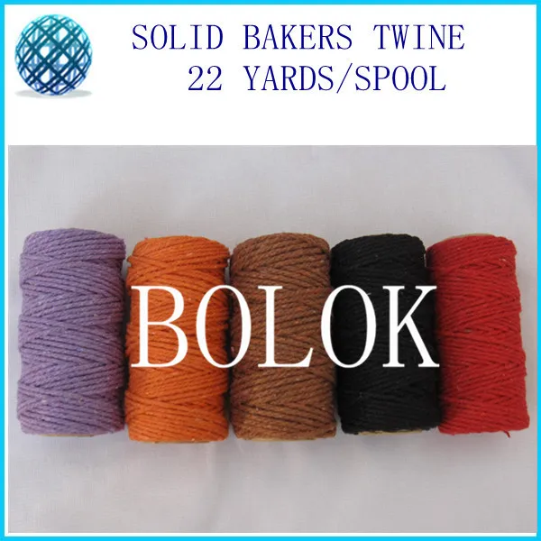 60pcs/lot 10 color Solid baker  twine,plain cotton twine 22yards/spool 2mm 12 plywholesales