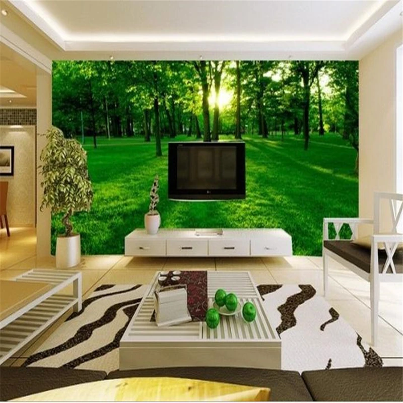 beibehang Large living room sofa 3D stereoscopic TV wall mural wallpaper background green wallpaper papel de parede infantil