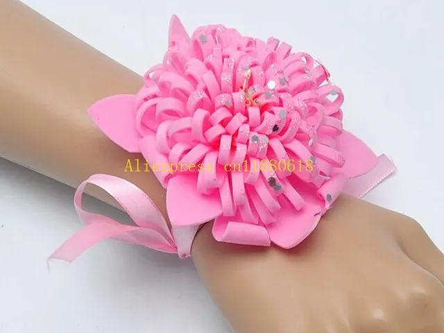 200pcs/lot Free Shipping Colorful Bride Wrist flower artificial hand flower bridesmaid Wedding supplies